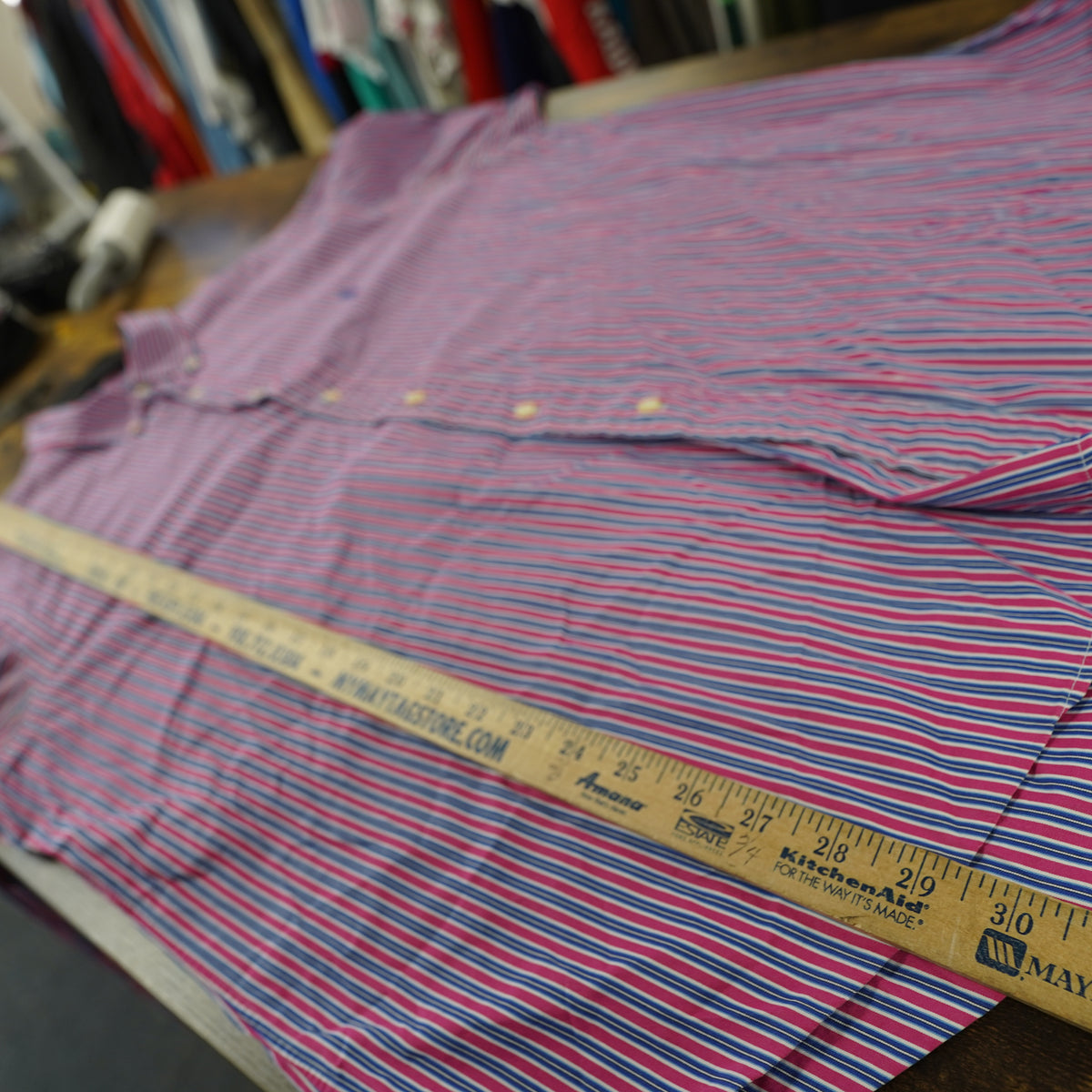 (XL) Vintage Polo Ralph Lauren 90s Striped Button Up Shirt Mens XL Preppy Red Blue