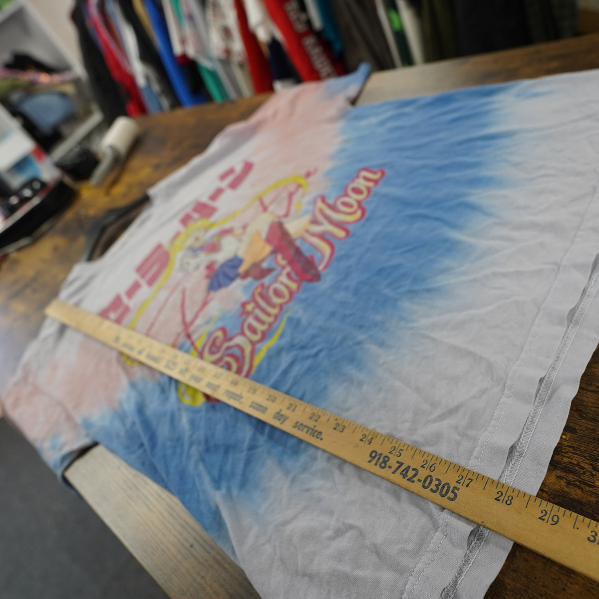 (L) Primitive x Sailor Moon Tie Dye Graphic T-Shirt Mens Large Blue Red Anime Tee