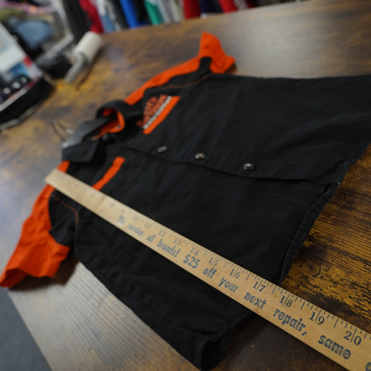(Boys Sz. 6) Harley-Davidson Boys Black Orange Biker Motorcycle Snap Front Shirt Size 6