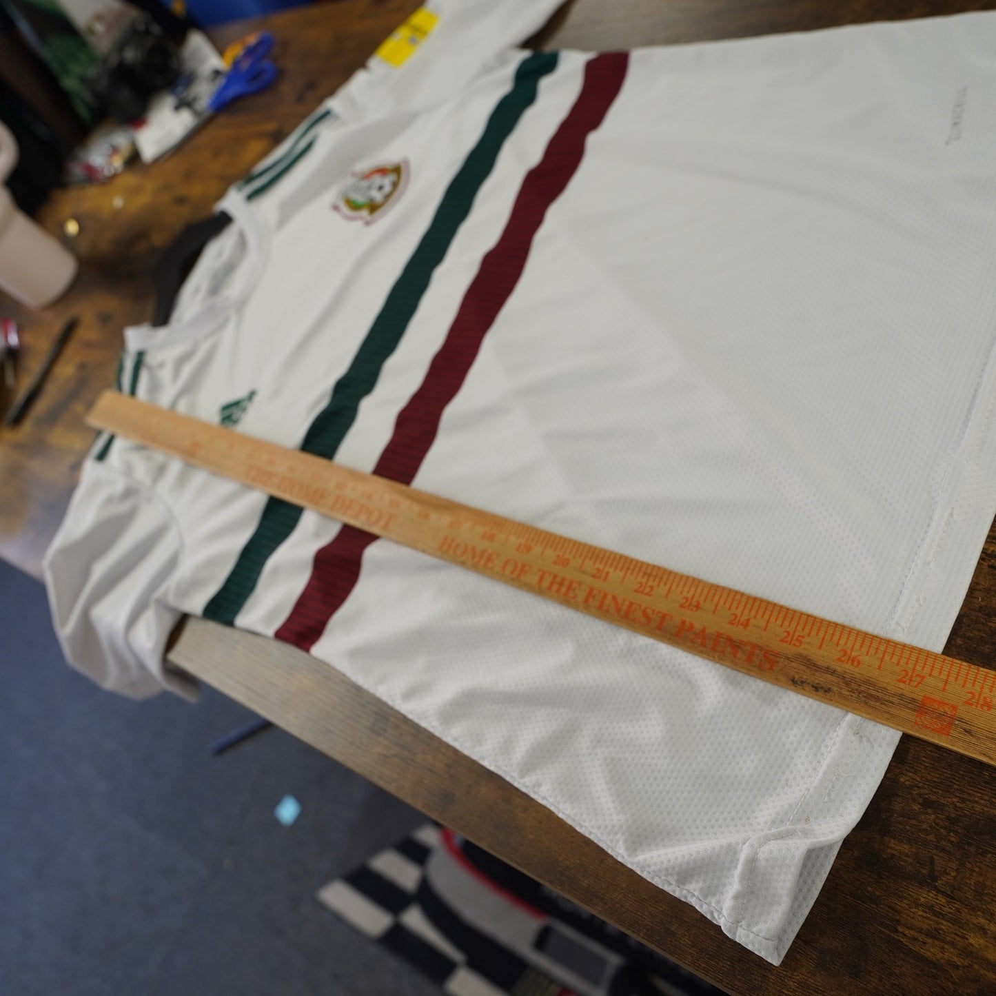 (L) Adidas Mexico 2018 World Cup Russia Away Soccer Jersey Men's L White Vintage