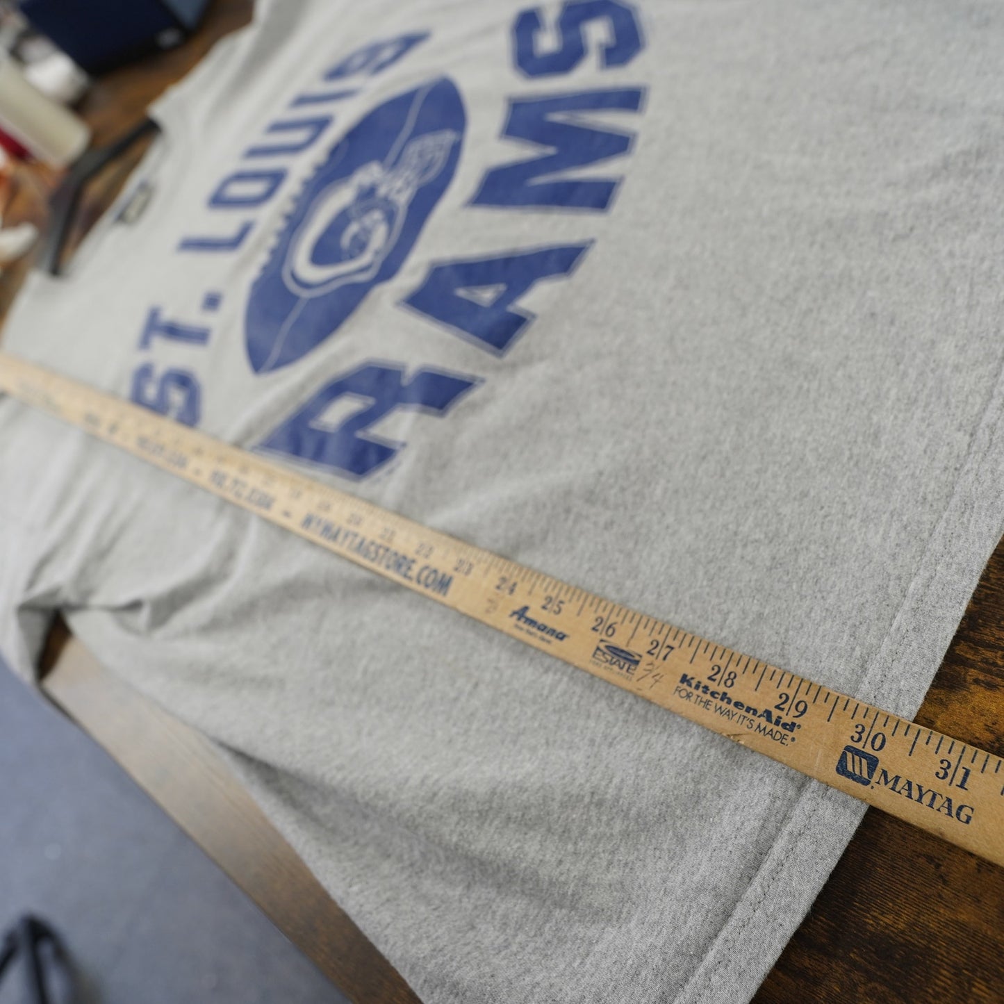 (XXL) Vintage St. Louis LA Rams Lee Sport Football T-Shirt Men's XXL Gray Blue Retro