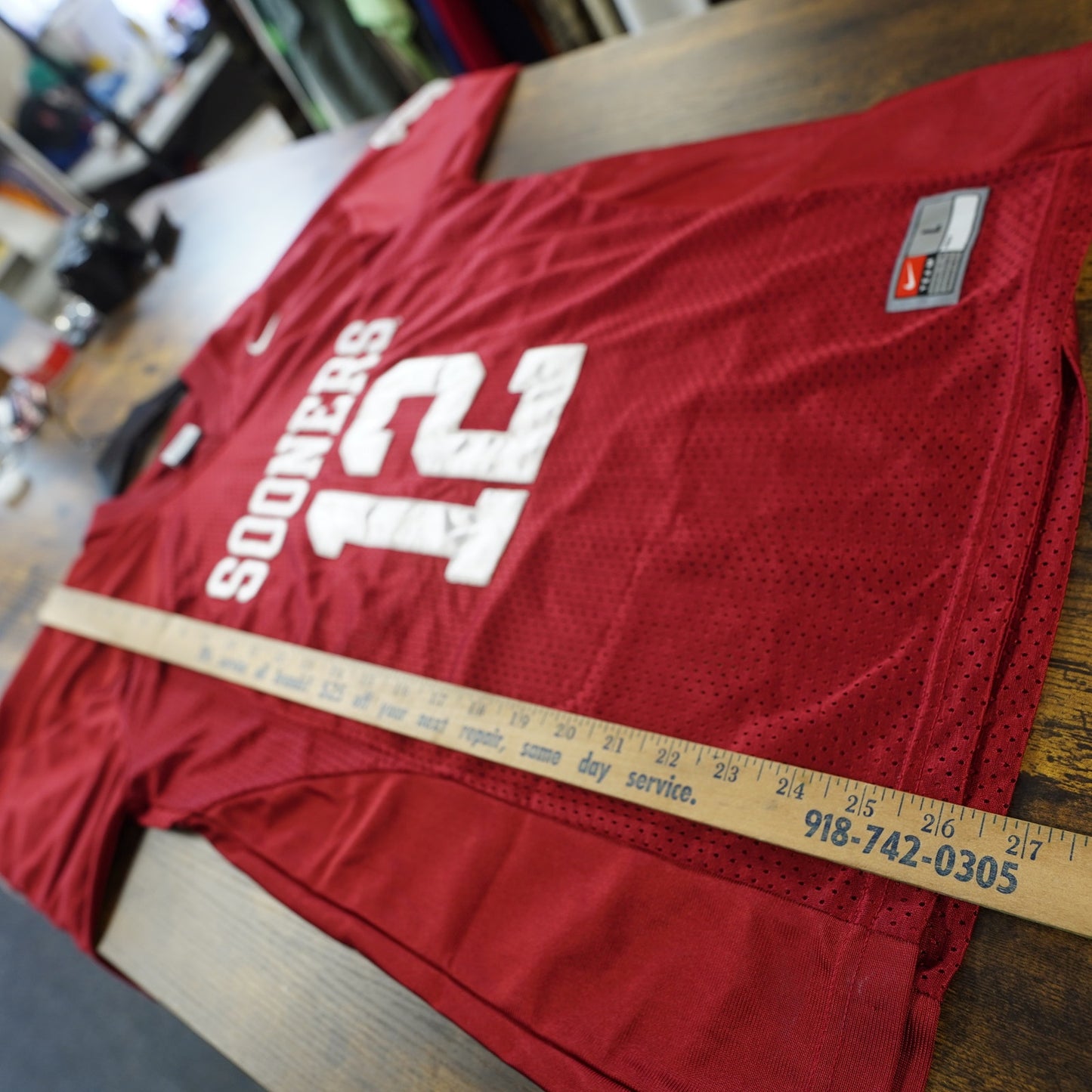 (Youth L) Oklahoma Sooners Nike Embroidered Football Jersey Kids Youth Large Red OU