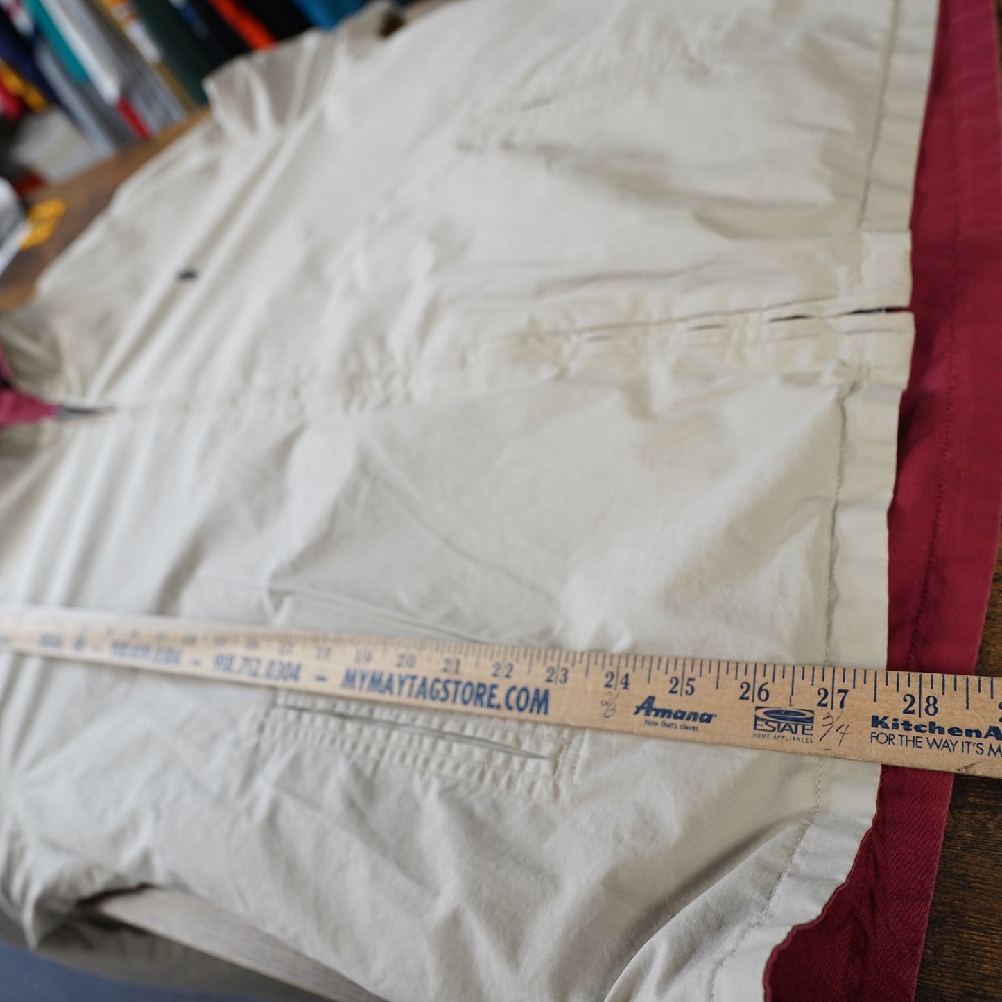 (L) Vintage Polo Ralph Lauren Reversible Hooded Rain Jacket Men's L Red Cream