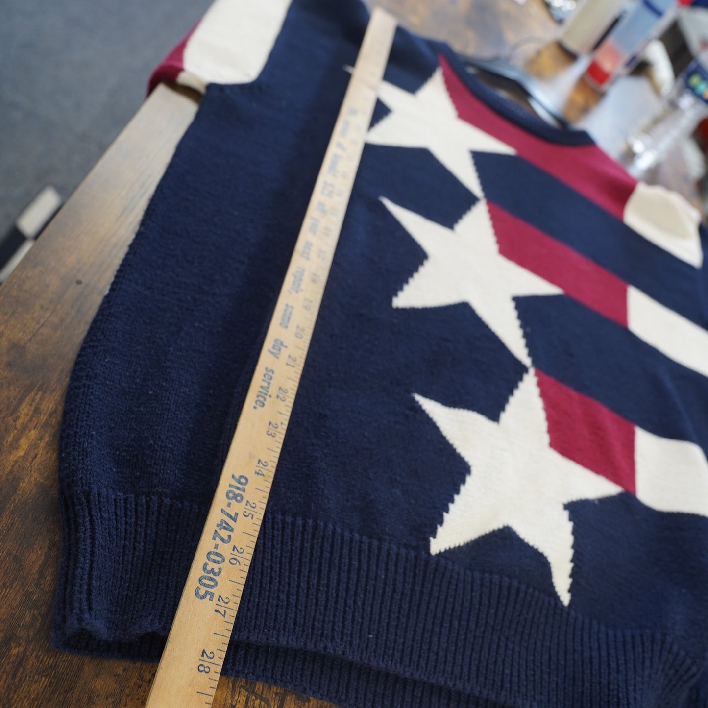 (L) Vintage 90s Cotton Traders Stars & Stripes American Flag Knit Sweater Men's L