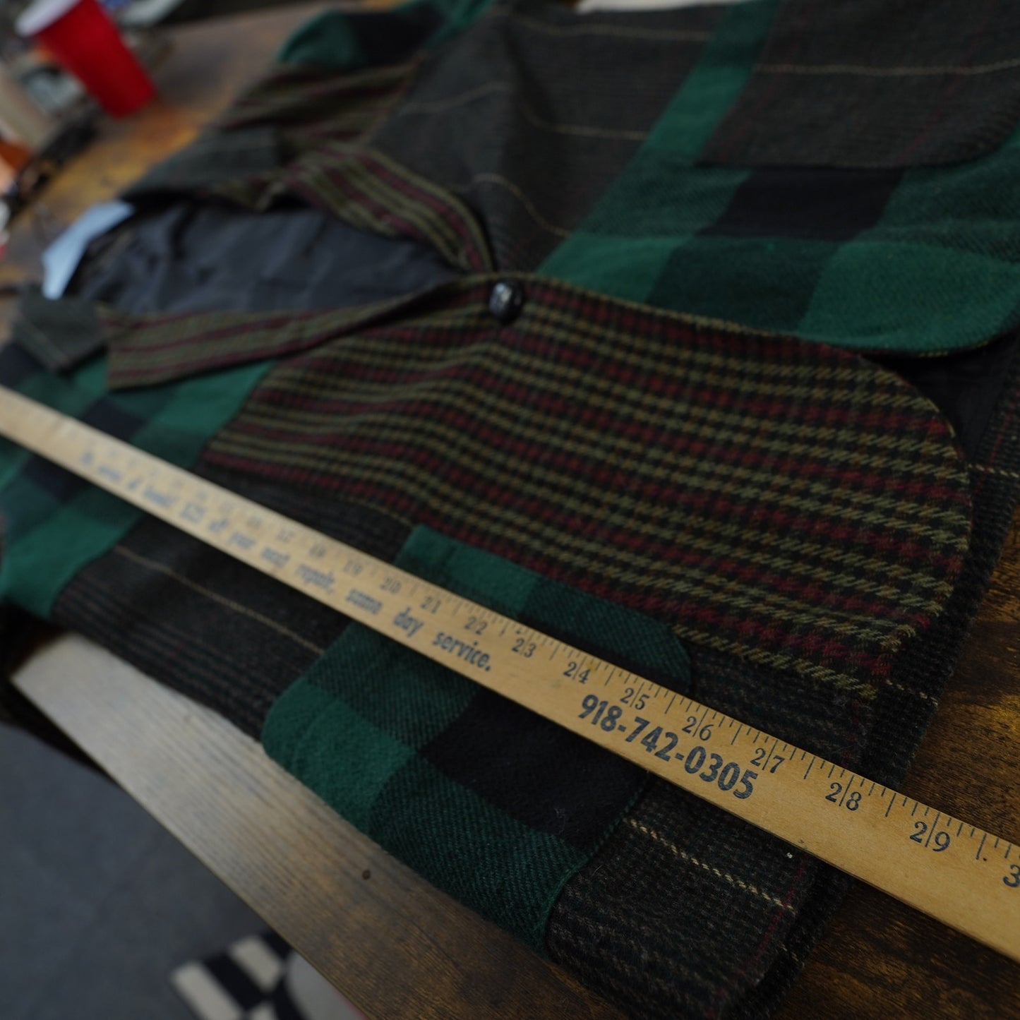 (Women's M) Vintage Tracy Evans Plaid Patchwork Suit Jacket Women's M 90s Preppy Sports Coat