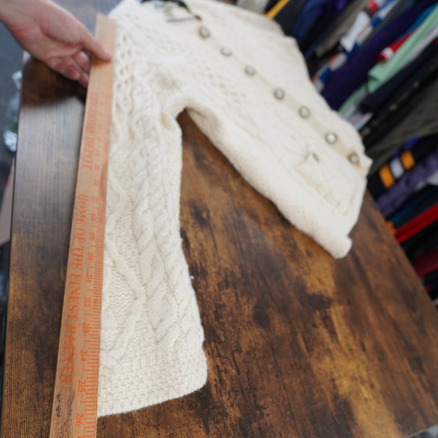 (Women's XXL) Vintage Aran Crafts Cardigan Sweater Cream Wool Fisherman Ireland Women's XXL