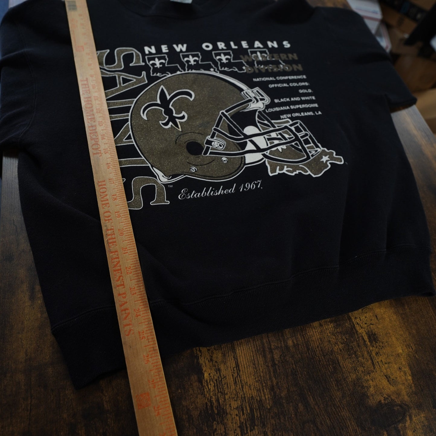 (L) Vintage New Orleans Saints 1980s Crewneck Sweatshirt Black Men's L Big Logo