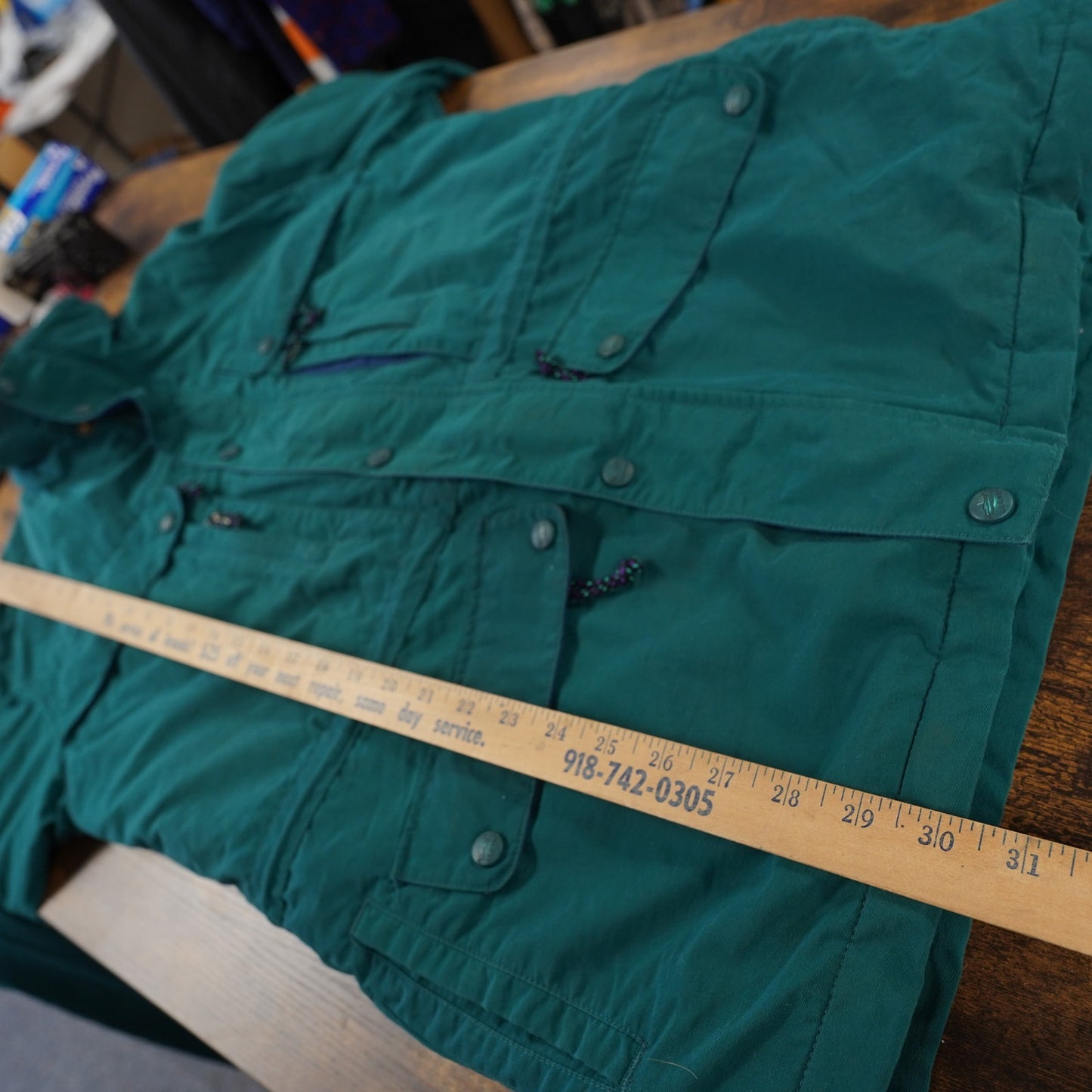 (S) Vintage L.L.Bean Mountain Parka Plaid Wool Lined 90s Ski Jacket Men's S Aqua