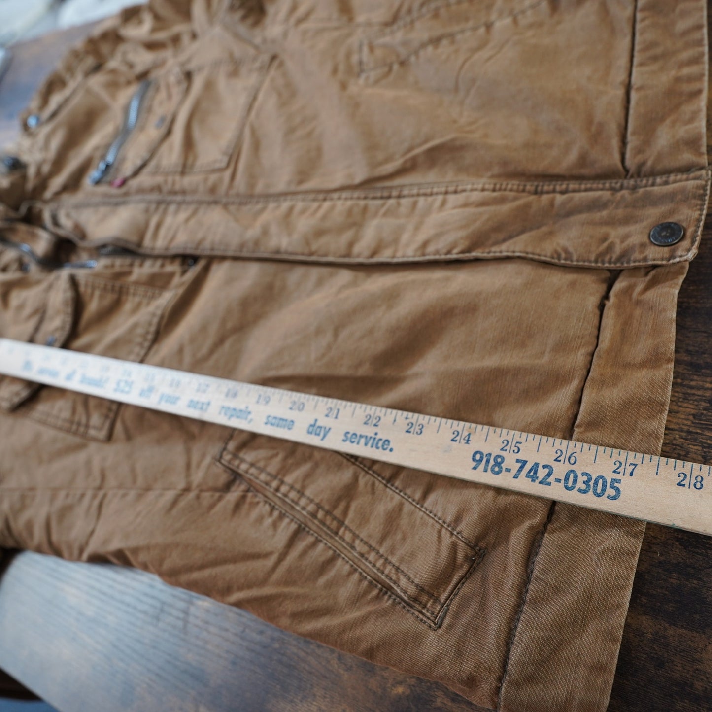 (S) Levi’s Twill Military Field Jacket Men's S Tan Cotton Full Zip Indie Western