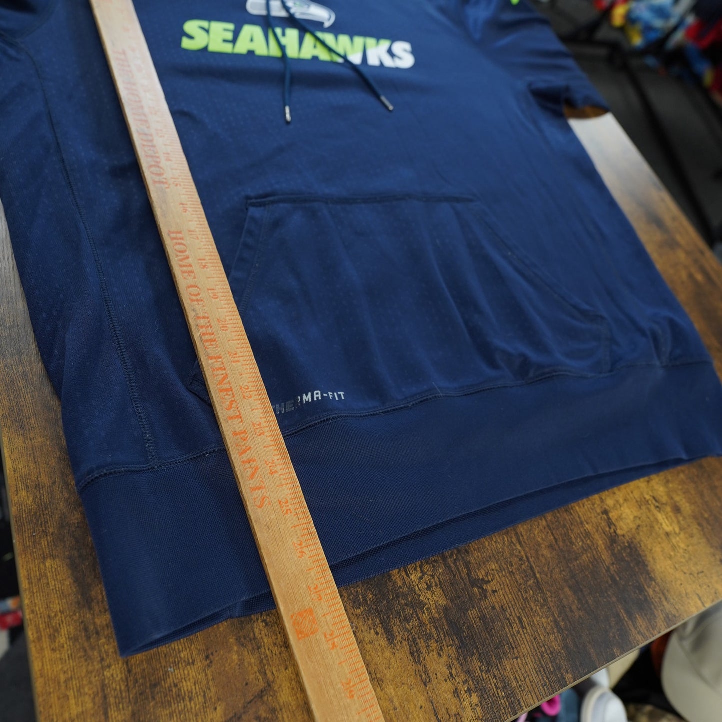 (L) Seattle Seahawks Nike Therma-Fit Hoodie Men's L Navy Blue NFL Football Tech