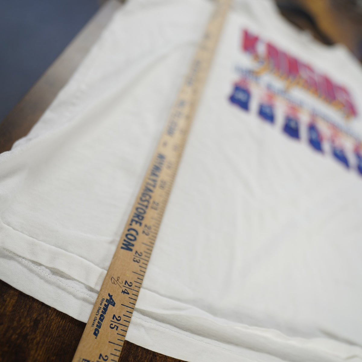 Vintage(XXL) Kansas Jayhawks Basketball T-Shirt 80s Champion Men's XXL White Retro