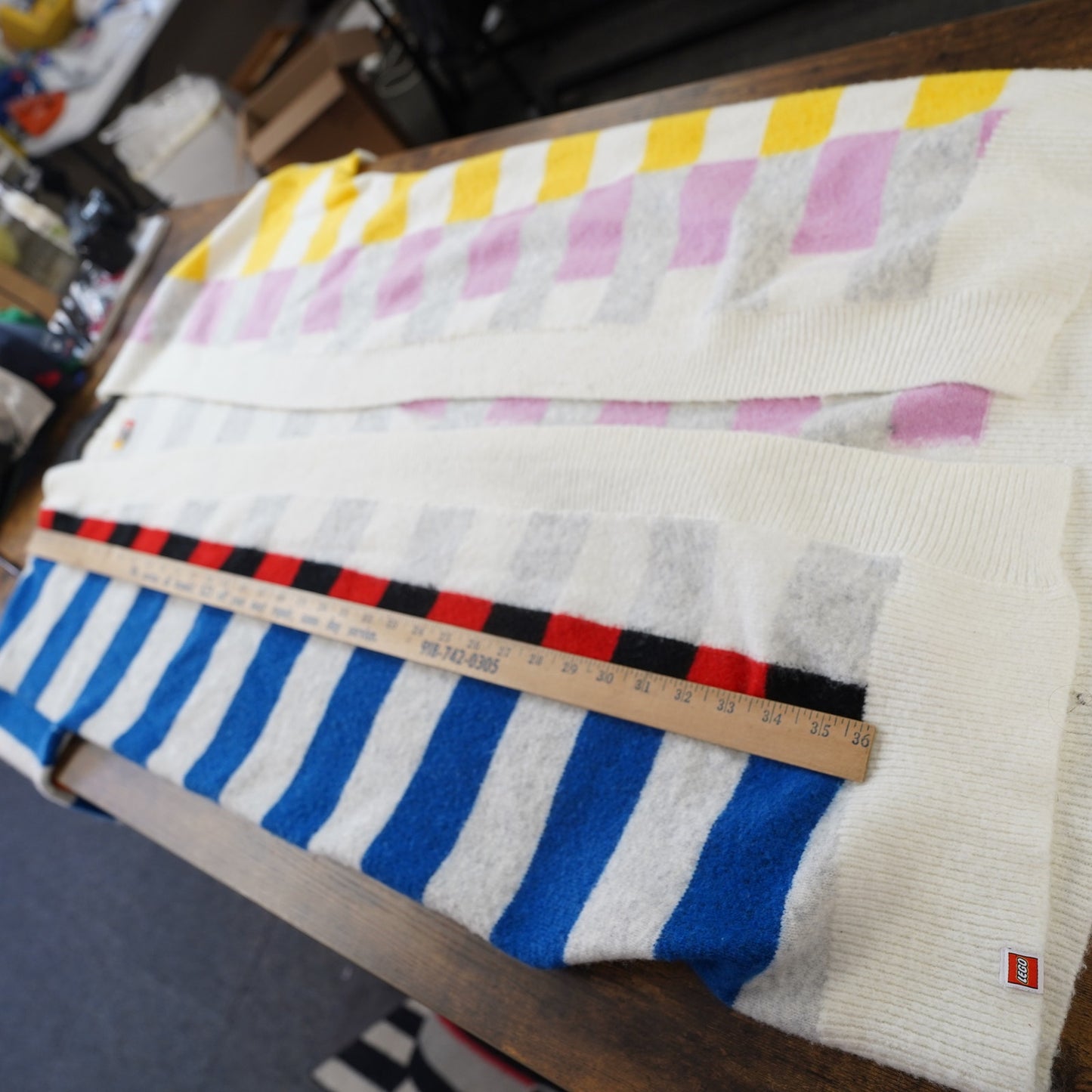 (L) LEGO Collection x Target Brick Striped Duster Cardigan Knit Sweater Size L