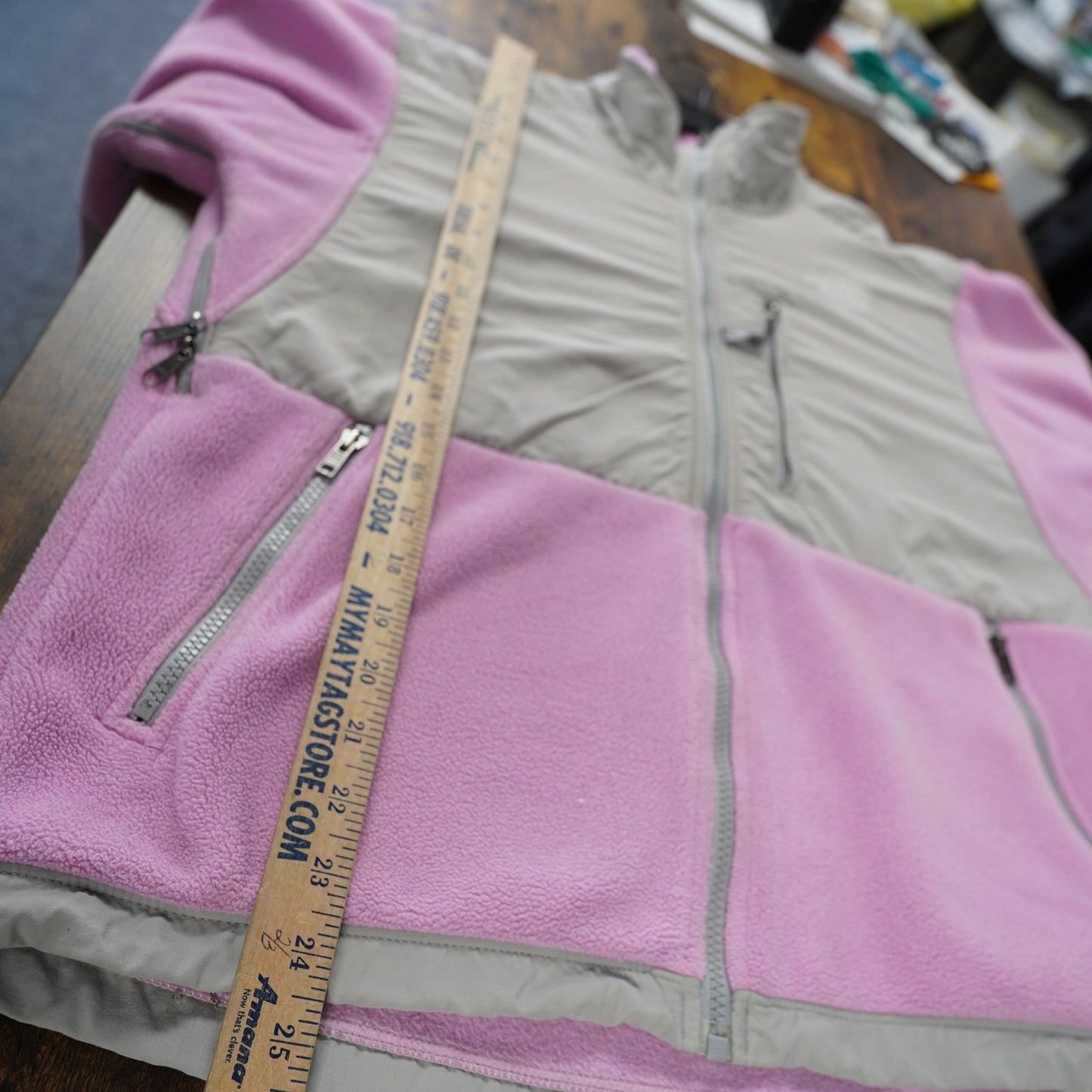 (Women's M) Vintage The North Face Denali Polartec Fleece Jacket Women's M Pink Gray