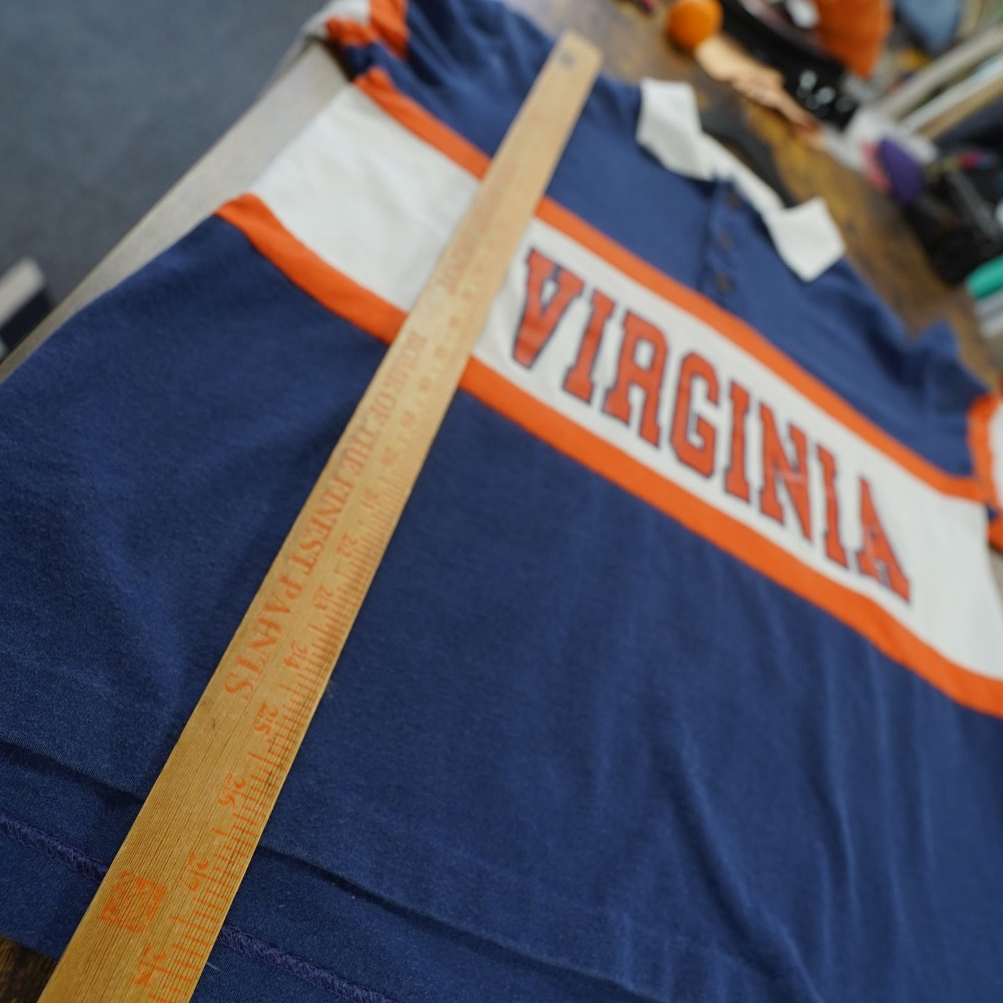 (L) Vintage Virginia Cavaliers Nutmeg Mills Long-Sleeve Rugby Polo Shirt Men's L 90s