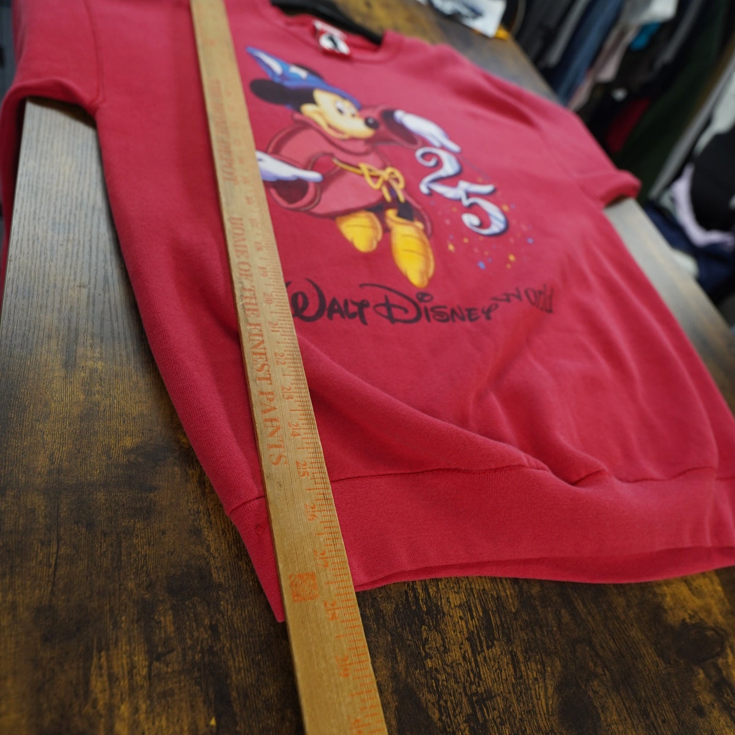 (M) Vintage Walt Disney World Sweatshirt Men's M Large Red 25th Anniversary Fantasia