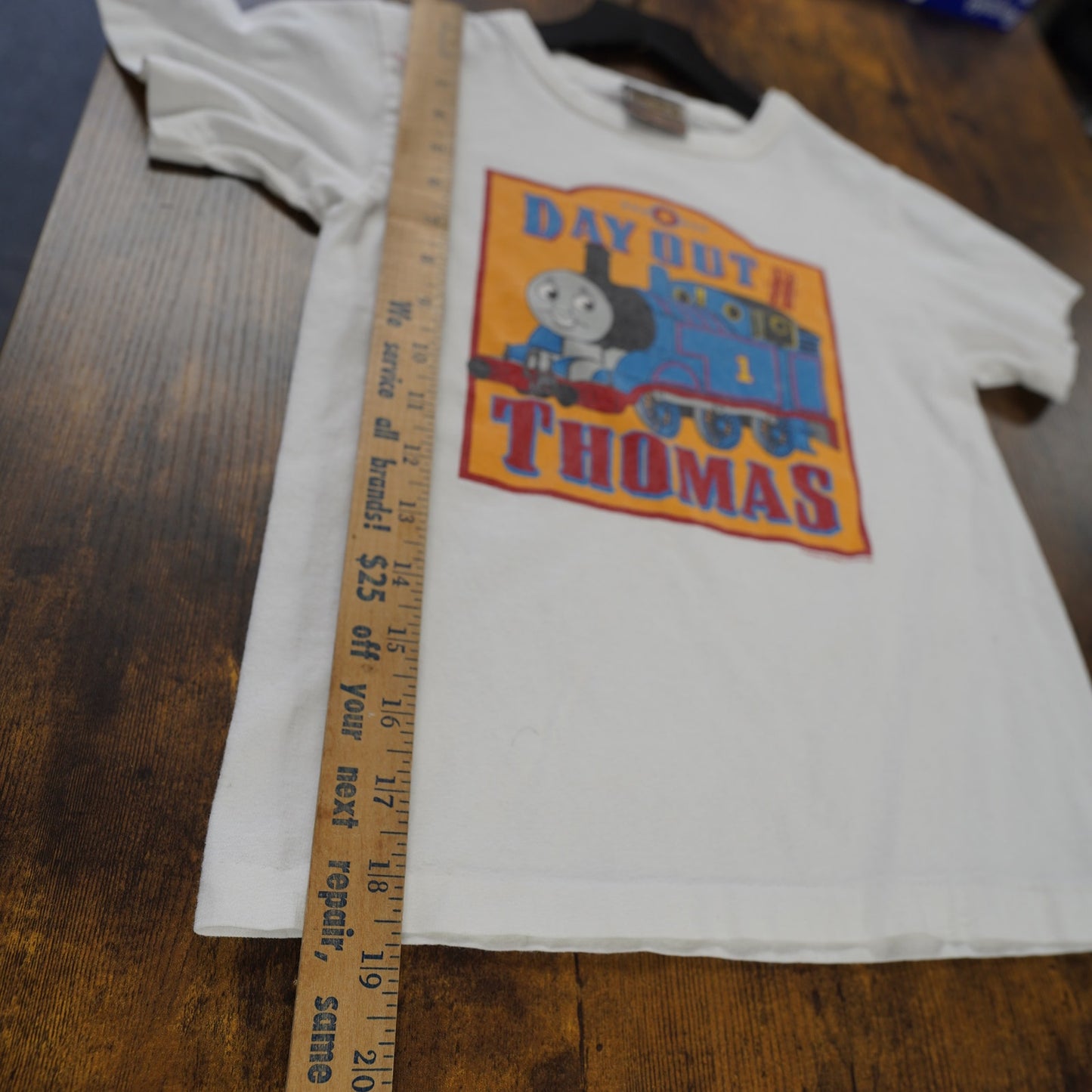 (Youth M) Vintage Thomas the Train Engine Kids T-Shirt Youth Size 7 White 90s Y2K