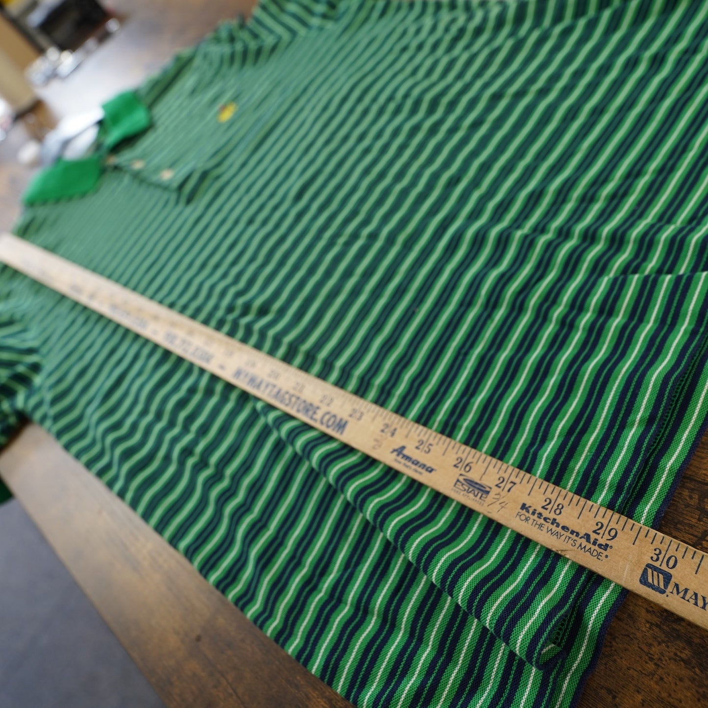 (L) Vintage The Masters Collection Striped Golf Polo Shirt Men's L Green Preppy