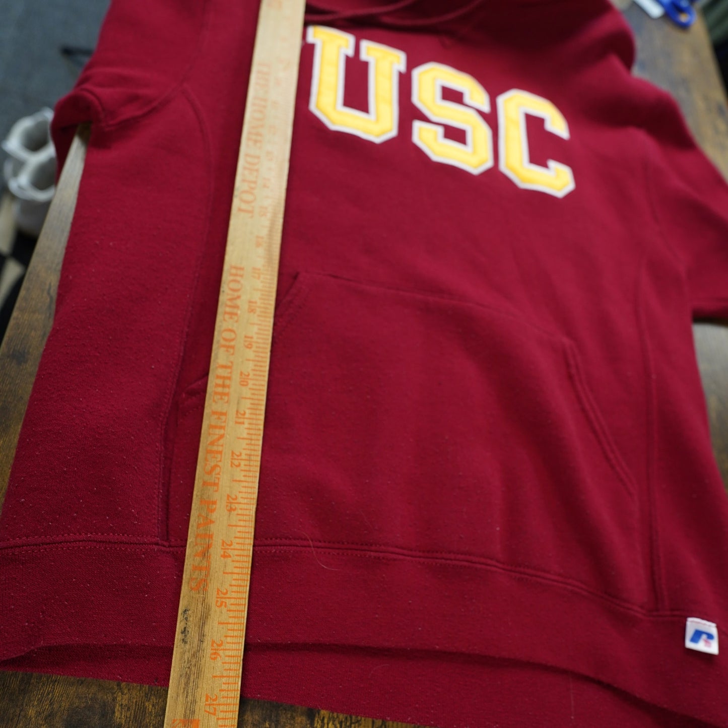 (M) Vintage USC Trojans Embroidered Russell Athletic Hoodie Men's M Red Y2K Retro
