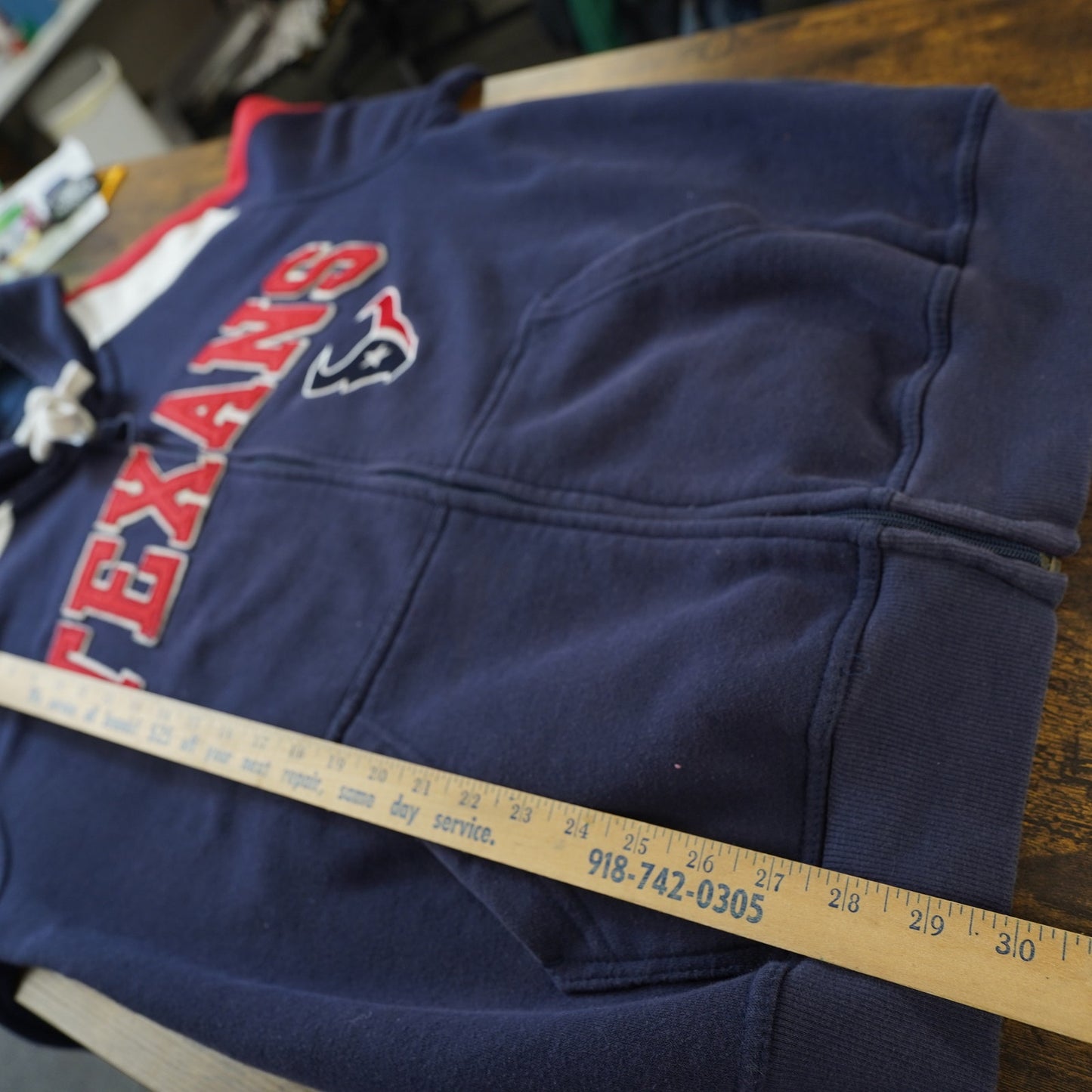 (XL) Houston Texans Embroidered Full Zip Hoodie Men's XL Blue NFL Football Sewn 2000s