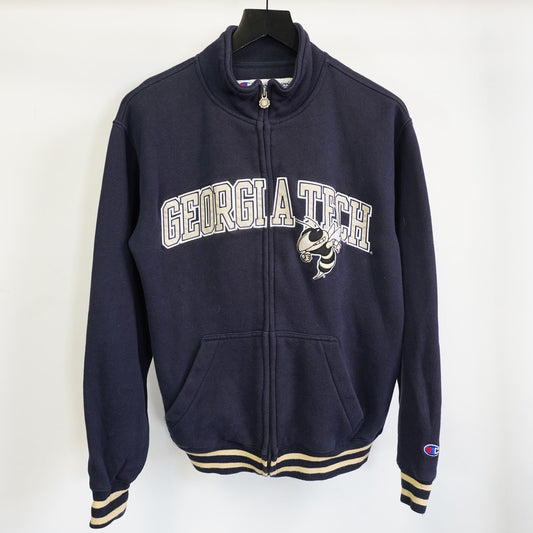 (S) Champion Georgia Tech Yellow Jackets Full Zip Embroidered Jacket Men's S Blue