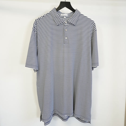 (XXL) Peter Millar Summer Comfort Polo Golf Shirt Men's XXL Navy White Striped Preppy