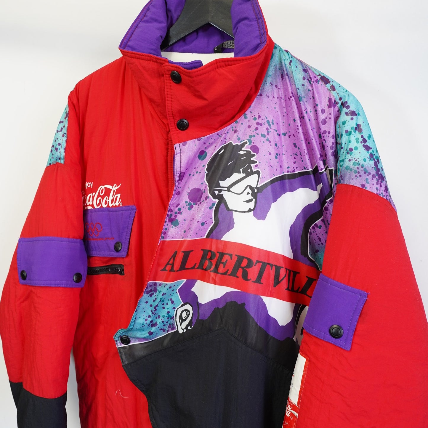 (L) Vintage 1992 Coca-Cola Albertville Winter Olympics Puffer Ski Jacket Men's L Red