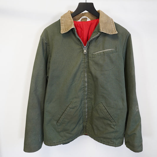 (M) True Vintage Key Imperial Work Jacket Corduroy Collar Men's M Green Ideal Zip