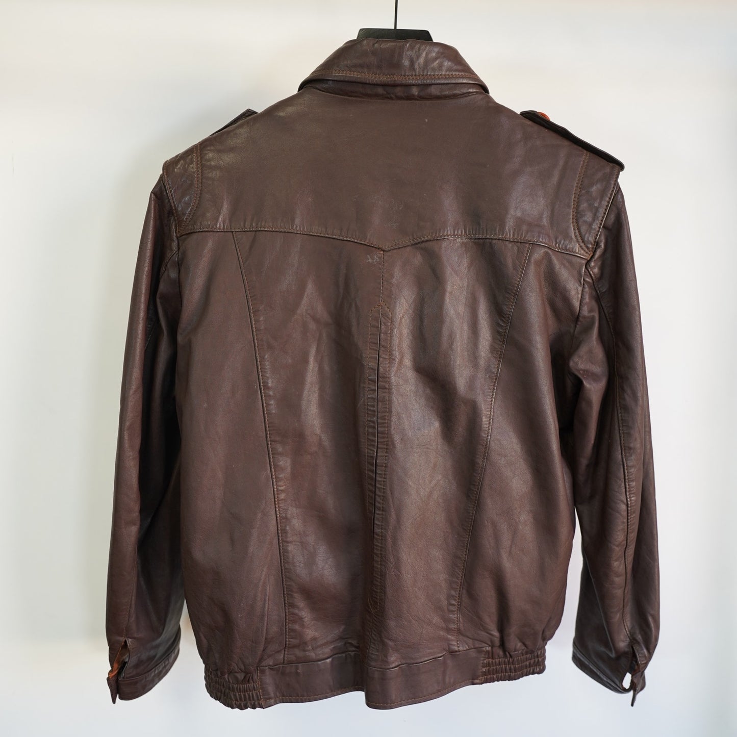 (M/L) True Vintage Colmer 70s Spanish Leather Brown Bomber Motorcycle Jacket Men's M-L