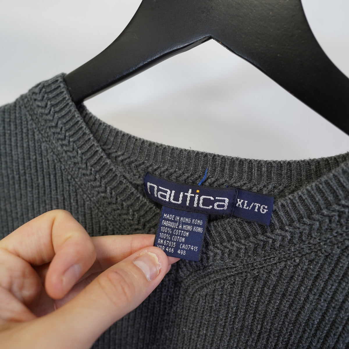(XL) Vintage Nautica 90s Utility Knit Striped Sweater Men's XL Gray Red Preppy Y2K