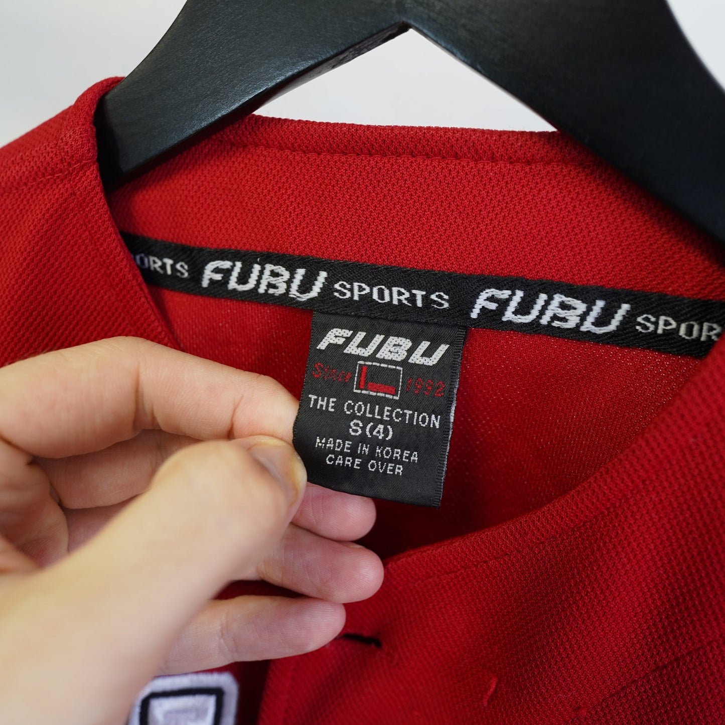 (Kids 4) Vintage Kids Fubu Stitched Baseball Jersey Boys S Size 4 Y2K 2000s Hip Hop Red