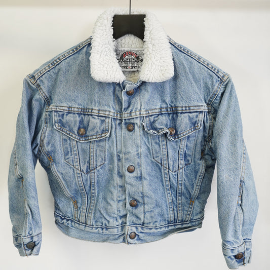 (Kid's S) Vintage Levi's Strauss Sherpa Lined Denim Jacket Unisex Kid's S 90s Blue Youth