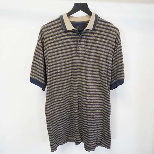 (L) Vintage Greg Norman 90s Geometric Striped Golf Polo Shirt Men's L Multicolor