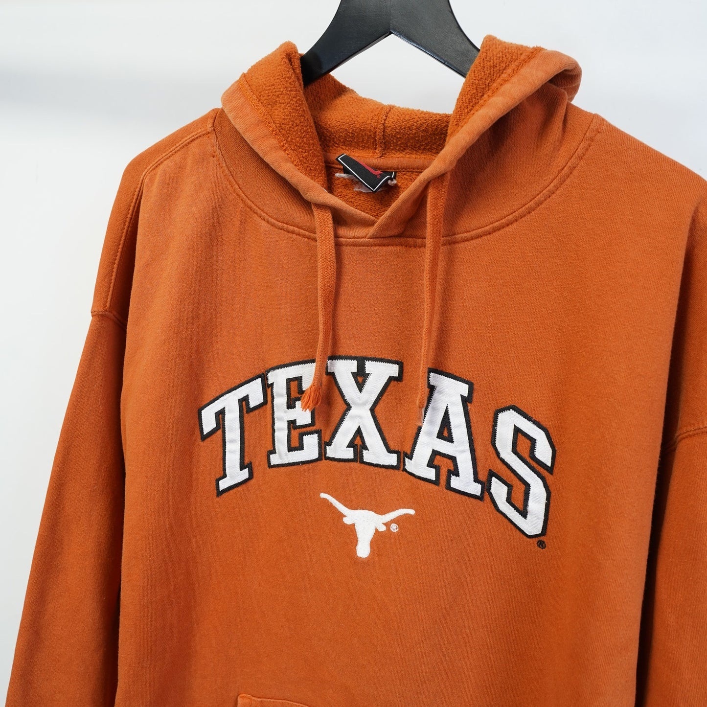 (XXL) University of Texas Longhorns Embroidered Hoodie Men's XXL Orange Retro Sewn