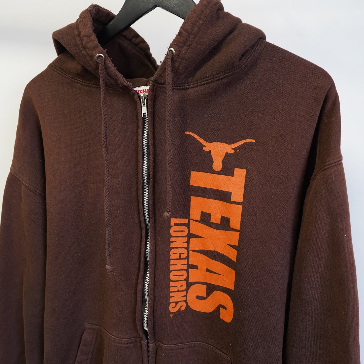 (XL) Vintage Texas Longhorns Full Zip Hoodie Men's XL Brown UT Bevo Retro