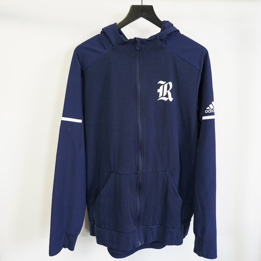 (L) Vintage Rice Owls Adidas Full Zip Mesh Track Jacket Men's L Navy Blue Climalite