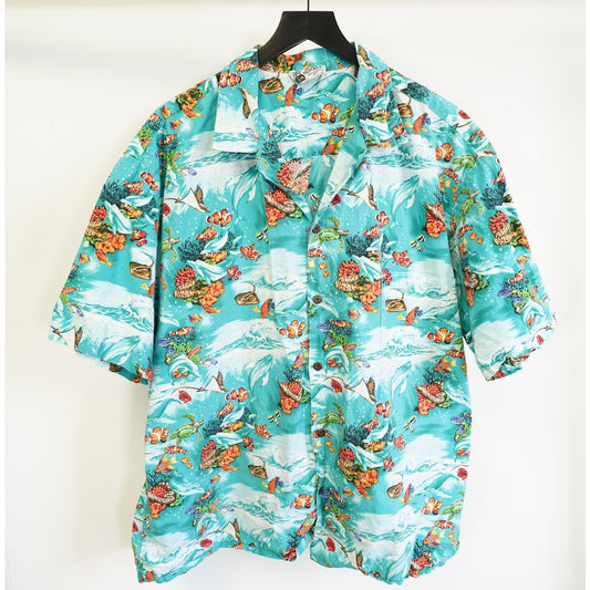(XXL) Vintage 90's RJC Hawaiian Shirt Men's 2XL Fish Coral Reef Tropical Made in USA