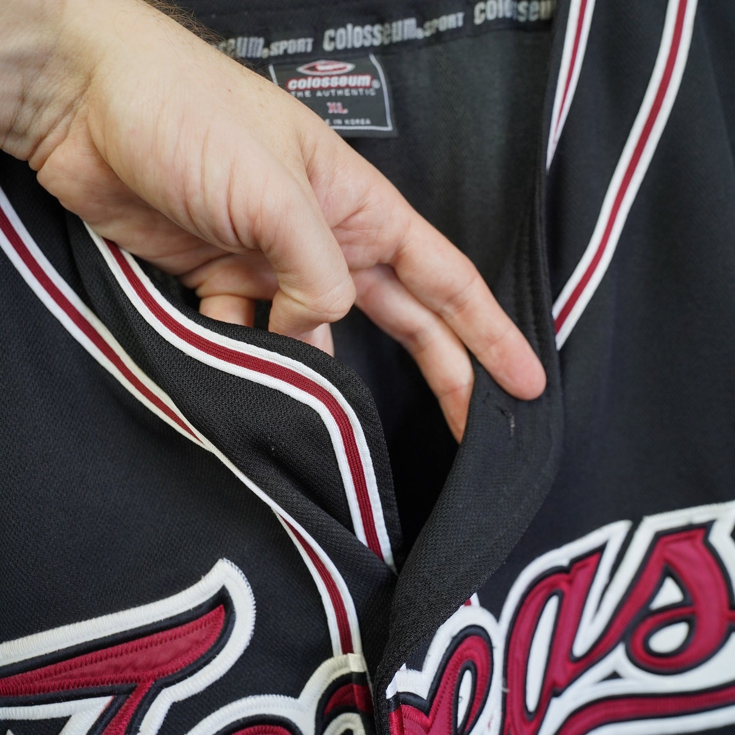 (XL) Vintage Texas A&M Aggies Embroidered Baseball Jersey Men's XL Black Retro ATM