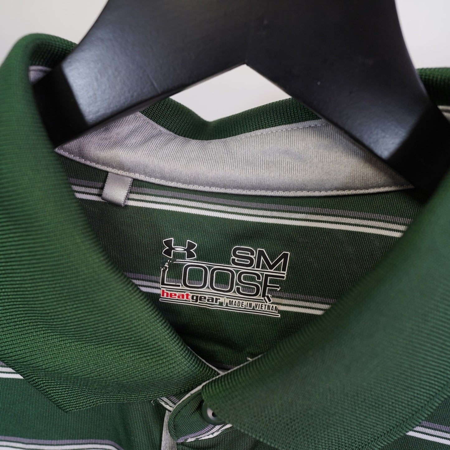 (S) Baylor University Bears Striped Under Armour Polo Shirt Men's S Green Heat Gear