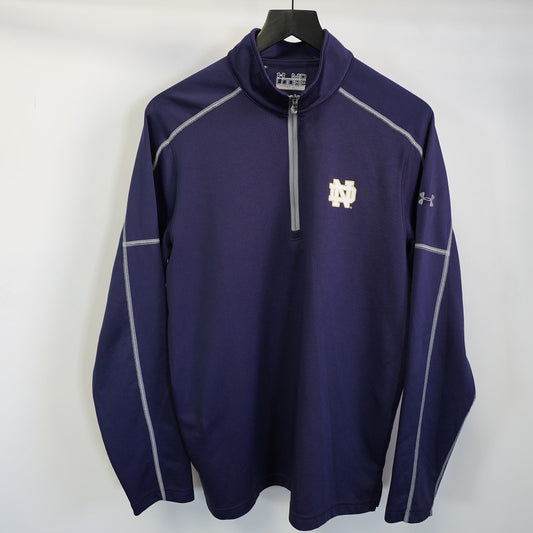 (M) Notre Dame Under Armour Loose Fit 1/4 Zip Pullover Men's M Blue Fighting Irish