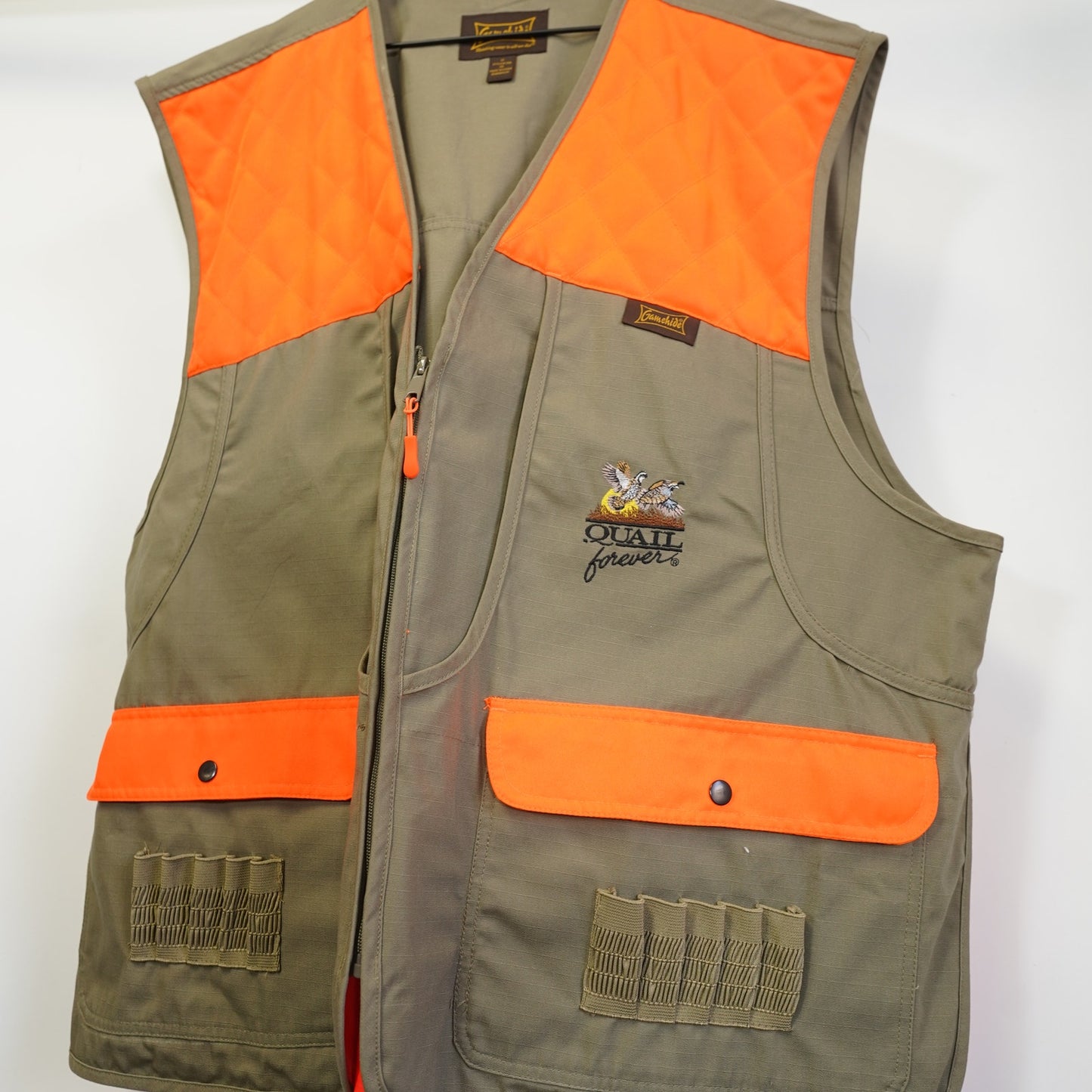 (3XL) Gamehide Quail Forever Hunting Vest Men's 3XL Beige Orange Fishing Outdoors Sewn