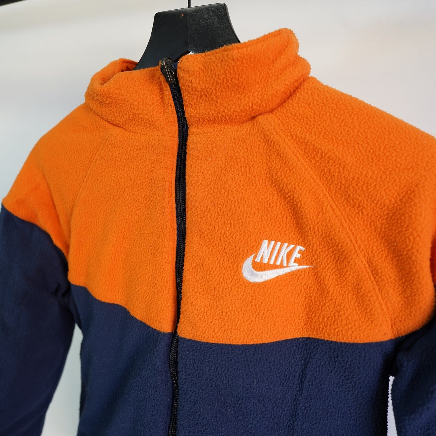 (Youth M) Nike Puffer Jacket Reversible 10-12 Big Swoosh Two-Tone Orange Navy