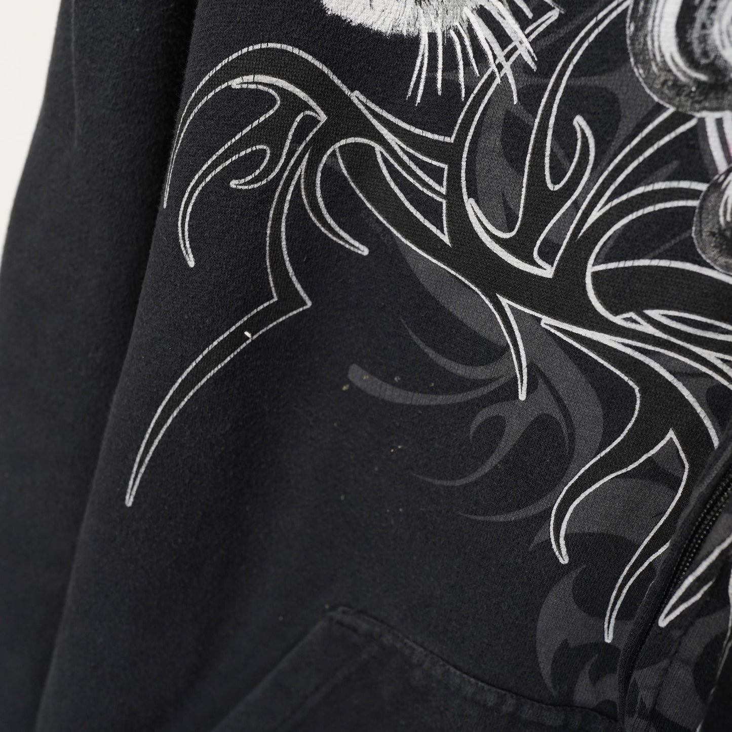 (M) Animal Planet Y2K Tiger Tribal Full Zip Hoodie Emo 2000s Men's M Goth Black