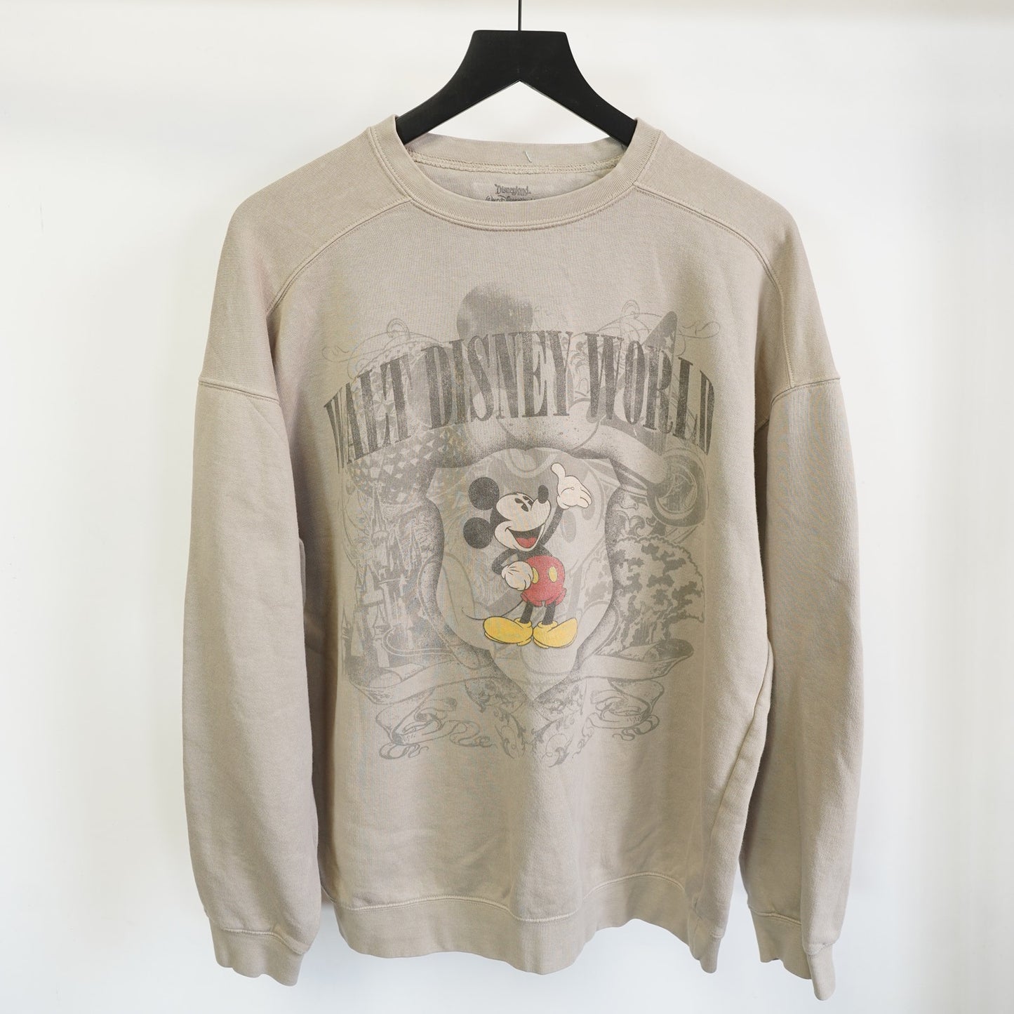 (S/M) Walt Disney World Mickey Mouse Crewneck Sweatshirt Men's S/M Tan 2000s