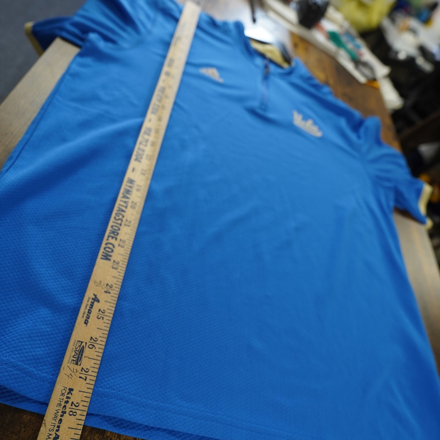 (L) Adidas UCLA Bruins Climalite Golf Polo Shirt Men's L Blue Gold Performance