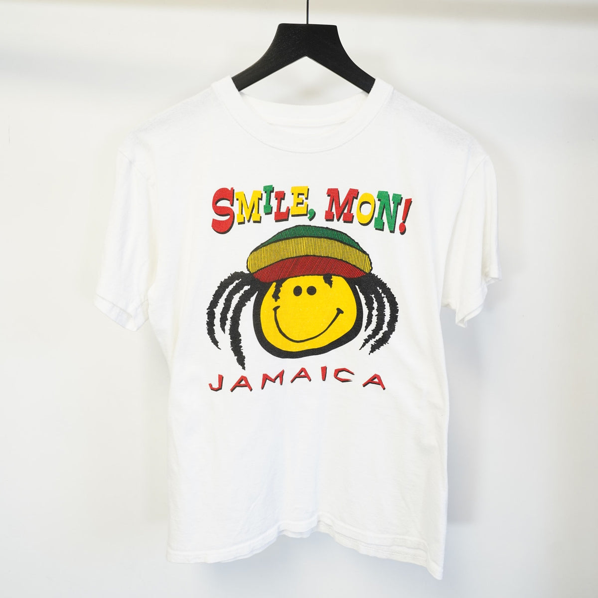(S) Vintage Smile Mon Jamaica Bob Marley Smiley Face Tourist Tee Men's S Rasta