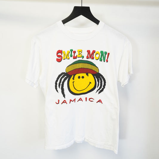 (S) Vintage Smile Mon Jamaica Bob Marley Smiley Face Tourist Tee Men's S Rasta