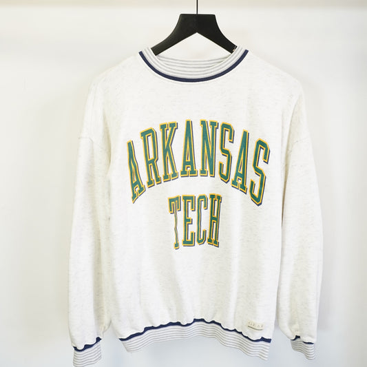 (M) Vintage Arkansas Tech 90s Sweatshirt Men's M Heather Gray White Arch Pullover