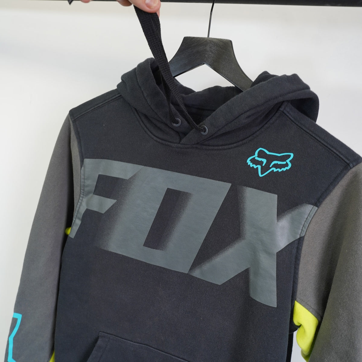 (S) Fox Racing Y2K Motocross Hoodie 2000s Men's S Black Gray Motorcycle Jacket