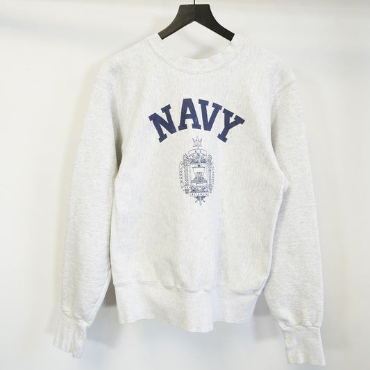 (S) Vintage US Navy Reverse Weave Sweatshirt Unisex S Heather Gray Naval Academy