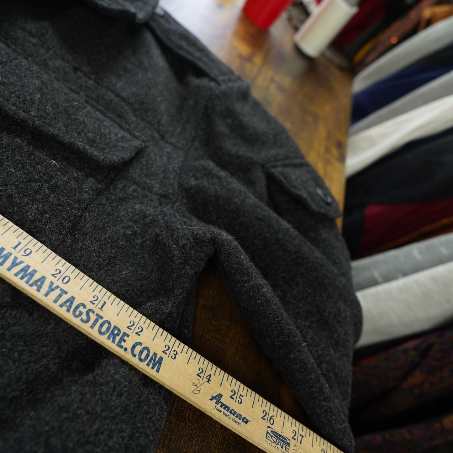 (L) Vintage Abercrombie & Fitch Wool Y2K Military Coat Jacket Men's L Gray Preppy